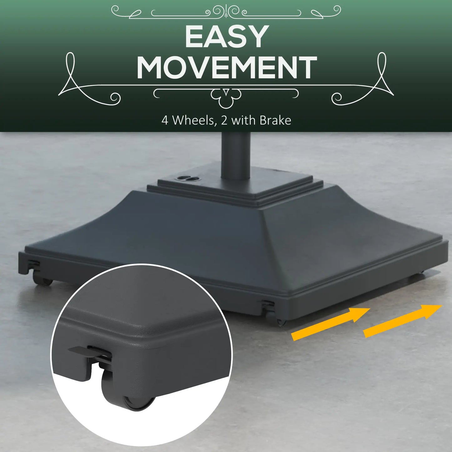Square Umbrella Base With Wheels, 99 Lbs Water Or 132 Lbs Sand Filled, Black Umbrella Bases at Gallery Canada