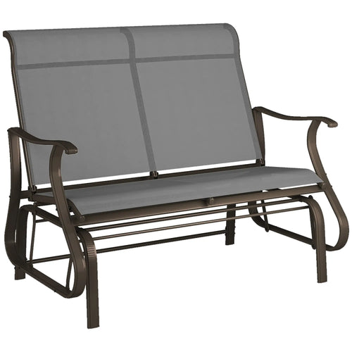 Double Gliding Chair, Patio Glider, Steel Frame, Light Grey
