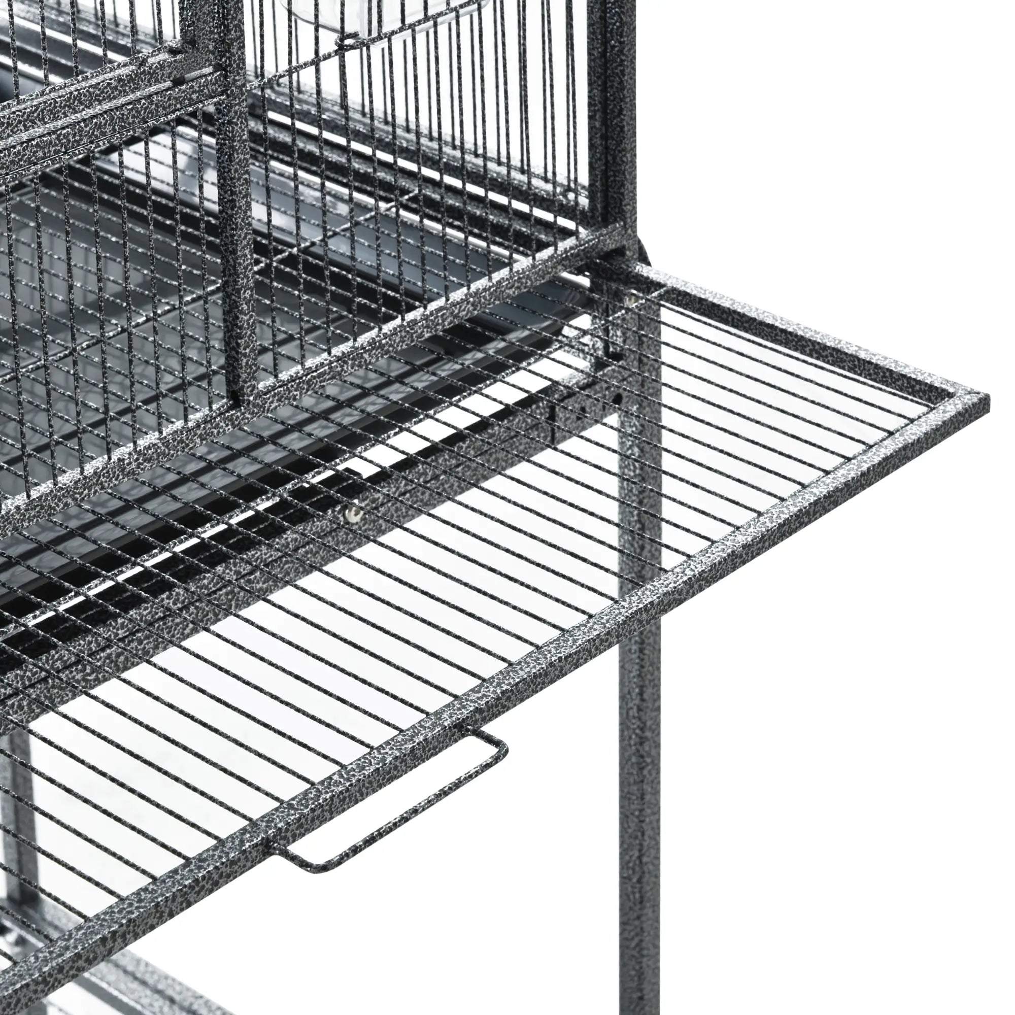 30'' Large Rolling Metal Bird Cage, Detachable Stand, Storage Shelf, Black Bird Cages at Gallery Canada