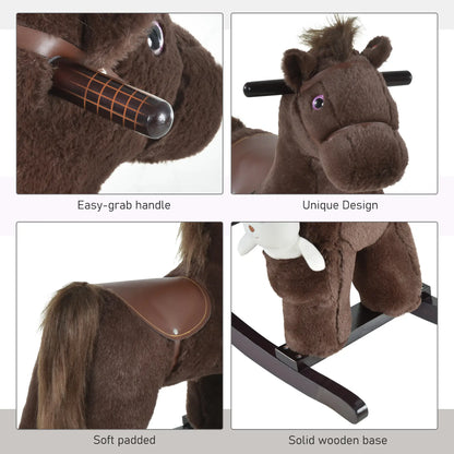 Kids Plush Ride-On Rocking Horse, Bear Toy, Realistic Sounds, Brown Rocking Horses at Gallery Canada