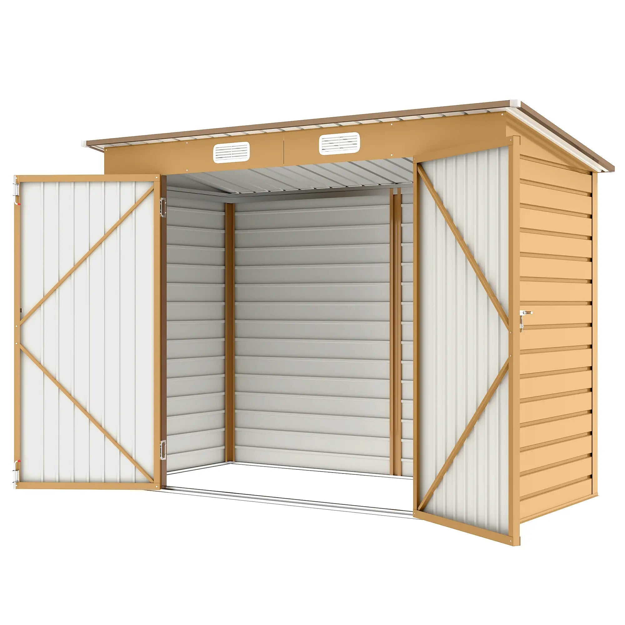 8 x 4FT Galvanized Metal Garden Storage Shed, Double Doors, 2 Vents, Yellow Sheds Yellow at Gallery Canada