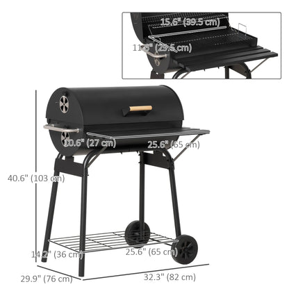 30" Charcoal Barbecue Grill With Wheels, Adjustable Rack, Storage Shelf, Charcoal Charcoal BBQ Grils at Gallery Canada