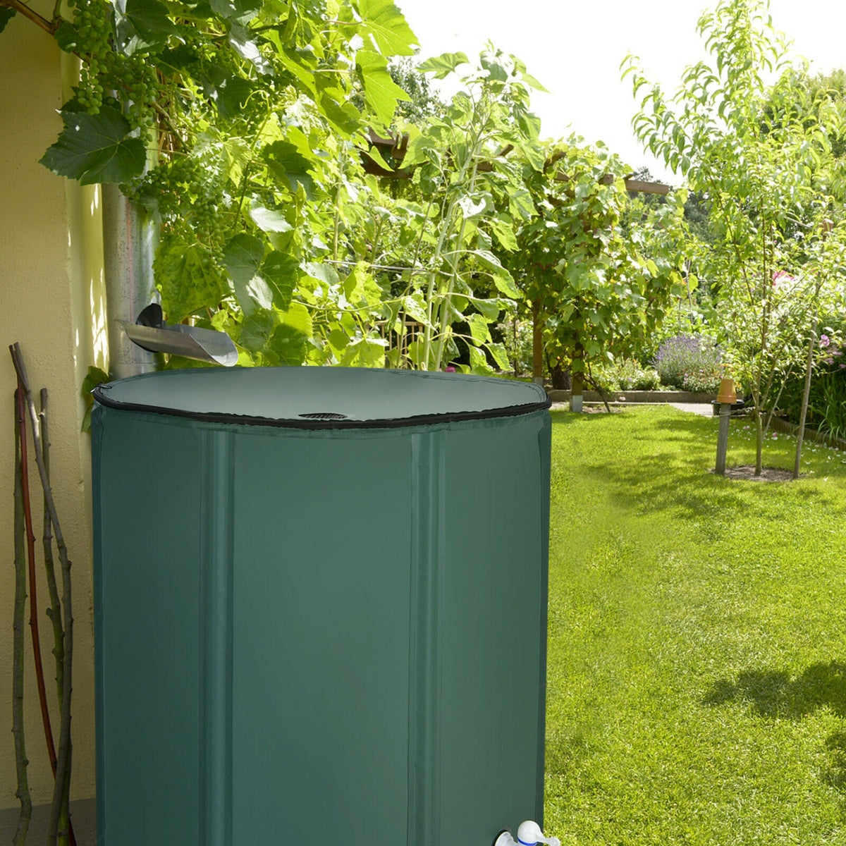 100 Gallon Portable Rain Barrel Water Collector Tank, Green Watering & Irrigation at Gallery Canada