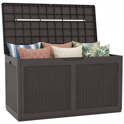 100 Gallon Resin Deck Box, Waterproof Outdoor Storage Bench, Brown Sheds & Outdoor Storage Brown at Gallery Canada