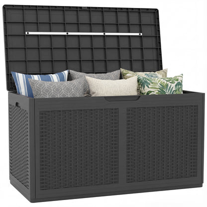 100 Gallon Resin Deck Box, Waterproof Outdoor Storage Bench, Gray Sheds & Outdoor Storage at Gallery Canada