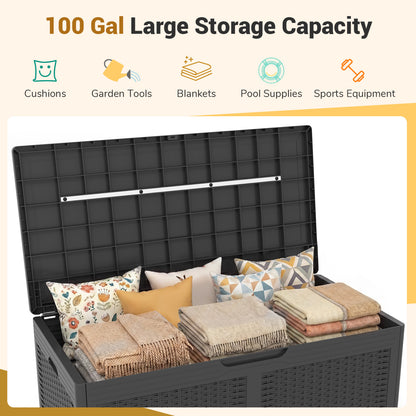 100 Gallon Resin Deck Box, Waterproof Outdoor Storage Bench, Gray Sheds & Outdoor Storage at Gallery Canada