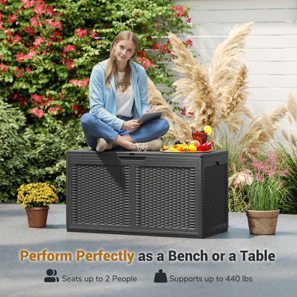 100 Gallon Resin Deck Box, Waterproof Outdoor Storage Bench, Gray Sheds & Outdoor Storage at Gallery Canada