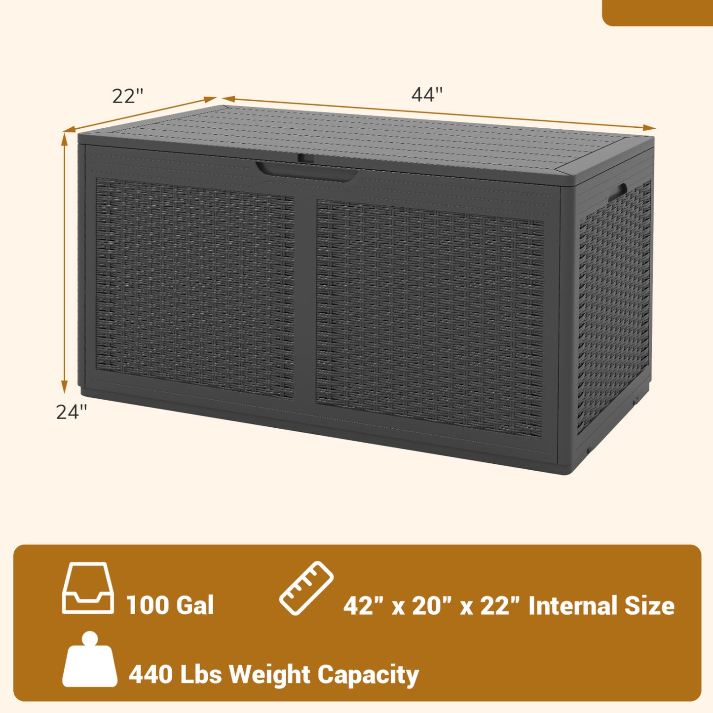 100 Gallon Resin Deck Box, Waterproof Outdoor Storage Bench, Gray Sheds & Outdoor Storage at Gallery Canada