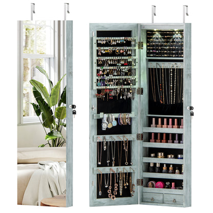 Wall Mounted Jewelry Cabinet With Lights, Navy Jewelry Armoires at Gallery Canada
