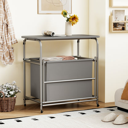 3-Section Laundry Sorter, Foldable Ironing Board, Lockable Wheels, Gray Laundry Baskets at Gallery Canada
