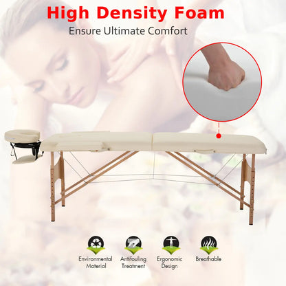 Height Adjustable Salon Spa Facial Couch, Folding Massage Table, Beige Portable Massage Tables at Gallery Canada