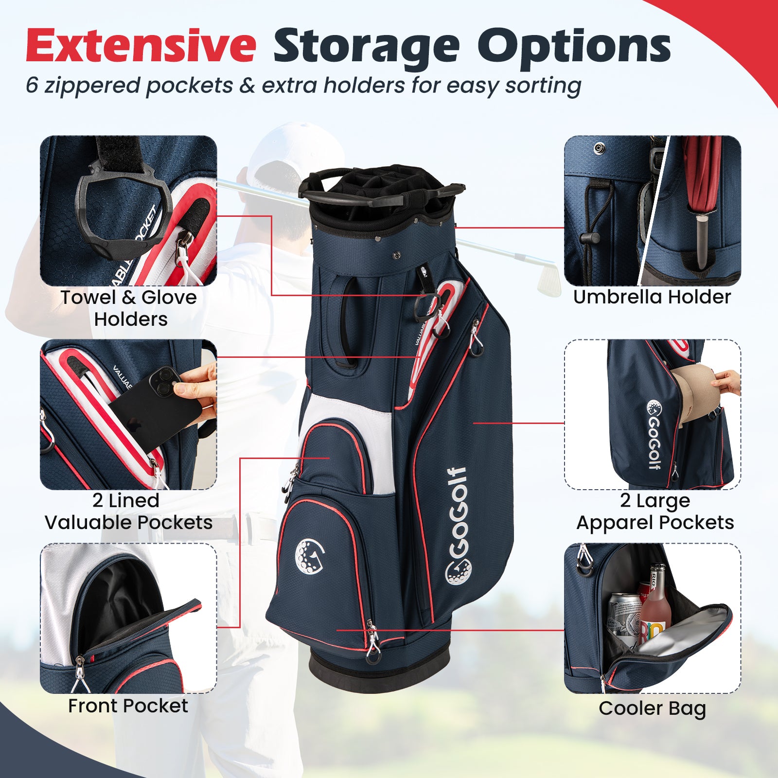 Lightweight Portable Golf Cart Bag, Navy Golf at Gallery Canada