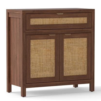Sideboard Storage Cabinet, Rattan Doors And Drawer, Brown Sideboards Cabinets & Buffets at Gallery Canada