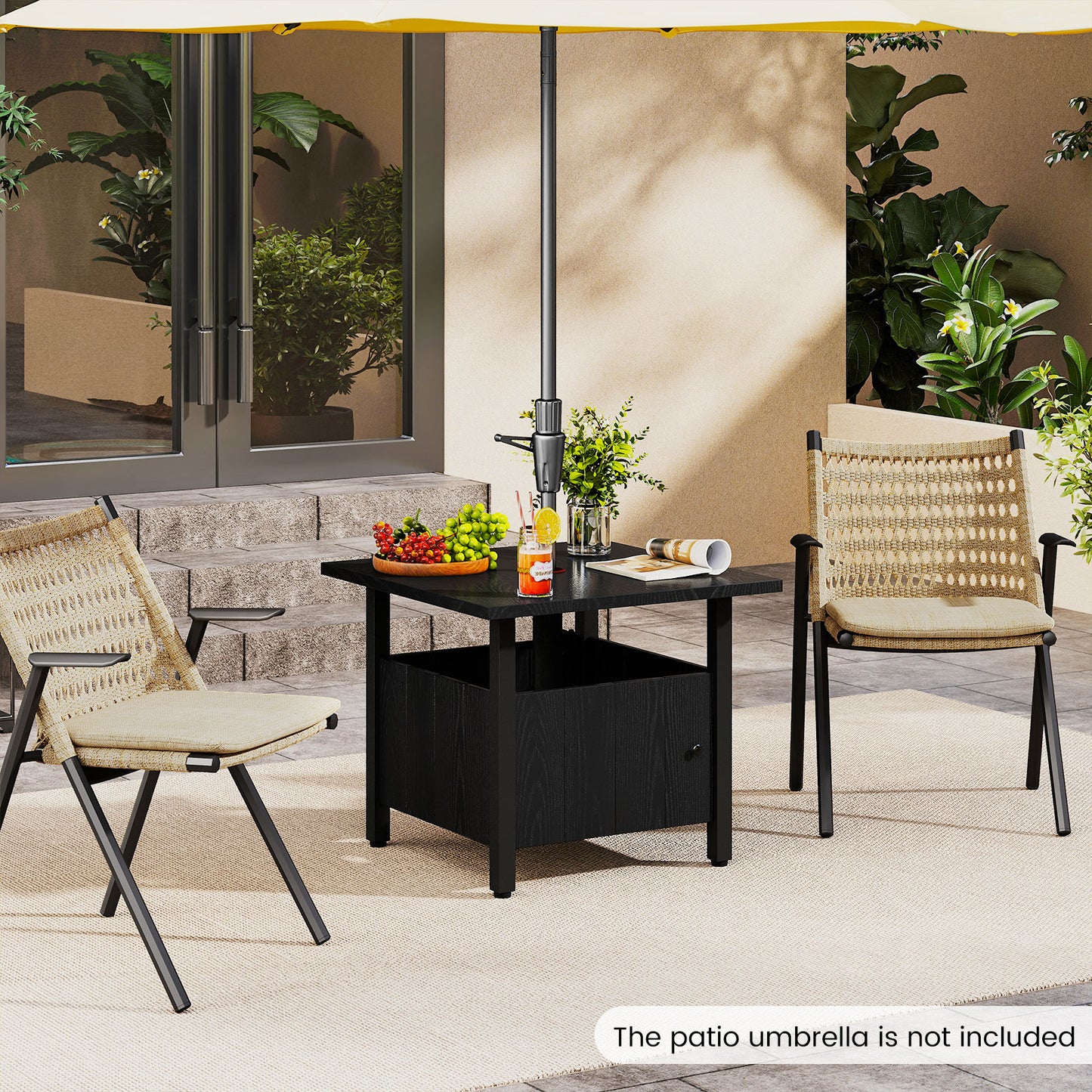 Outdoor Side Table With 1.89" Umbrella Hole, Black Patio Coffee Tables at Gallery Canada