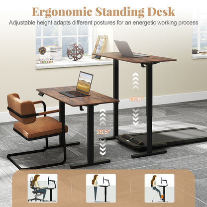 48 Inch x 24 Inch Electric Standing Desk, 3 Memory Settings, Rustic Brown Standing Desks at Gallery Canada