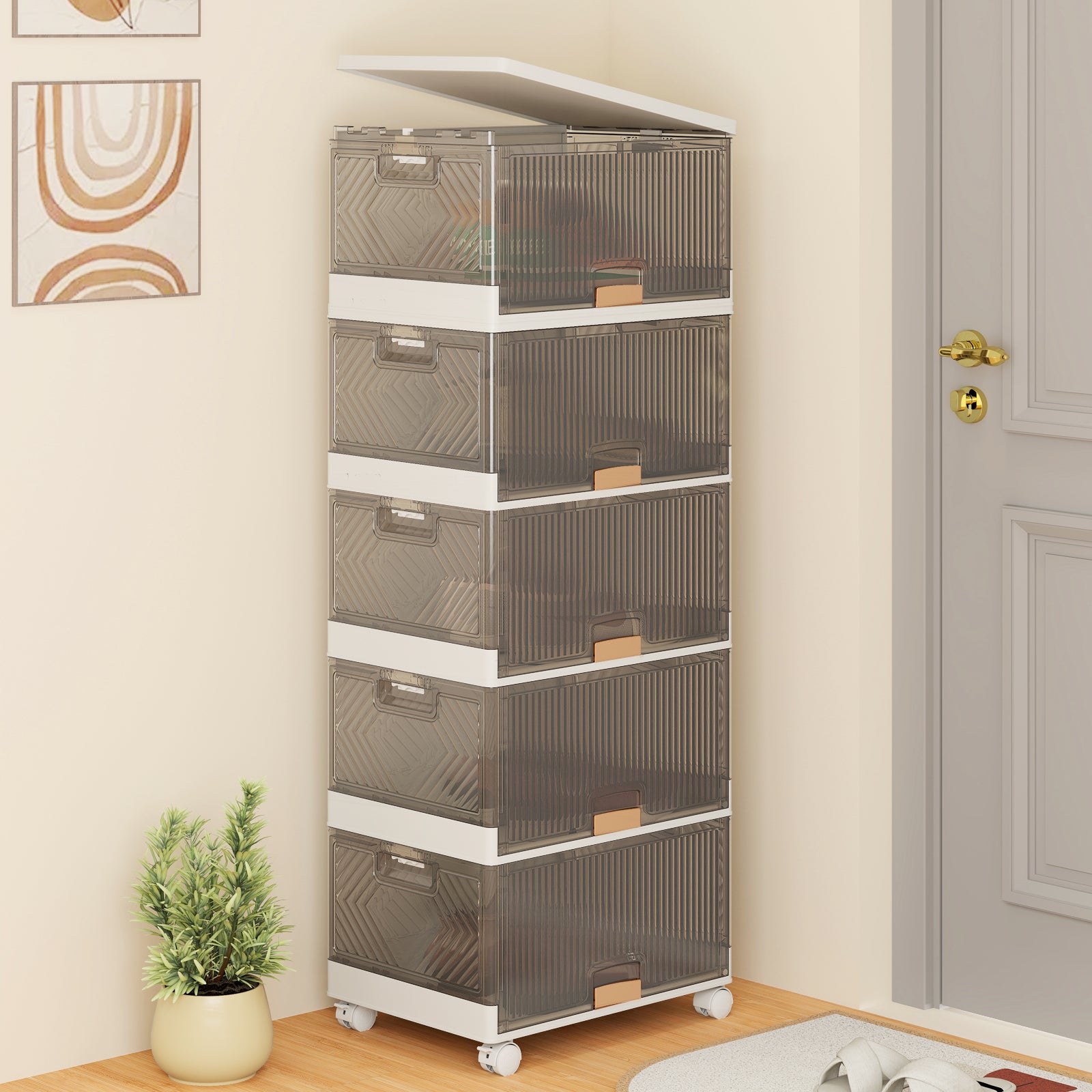 3/4/5/6-Cube Stackable Storage Bins, Detachable Wheels, 5 Cube, White Shoe Racks & Storage Benches at Gallery Canada