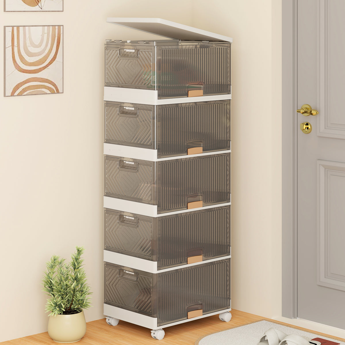 3/4/5/6-Cube Stackable Storage Bins, Detachable Wheels, 5 Cube, White Shoe Racks & Storage Benches at Gallery Canada