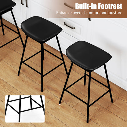 2 Swivel Barstools, Faux Leather, Backless With Footrest, Black Bar Stools at Gallery Canada