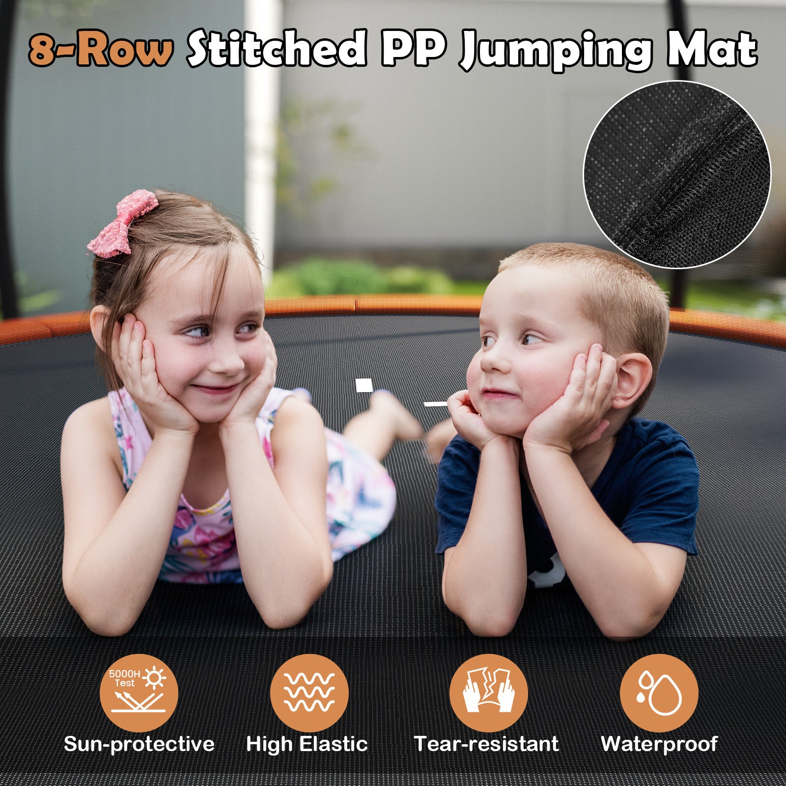 10FT Outdoor Trampoline Heavy-Duty Recreational Trampoline with Safety Enclosure Net, Orange Trampolines at Gallery Canada