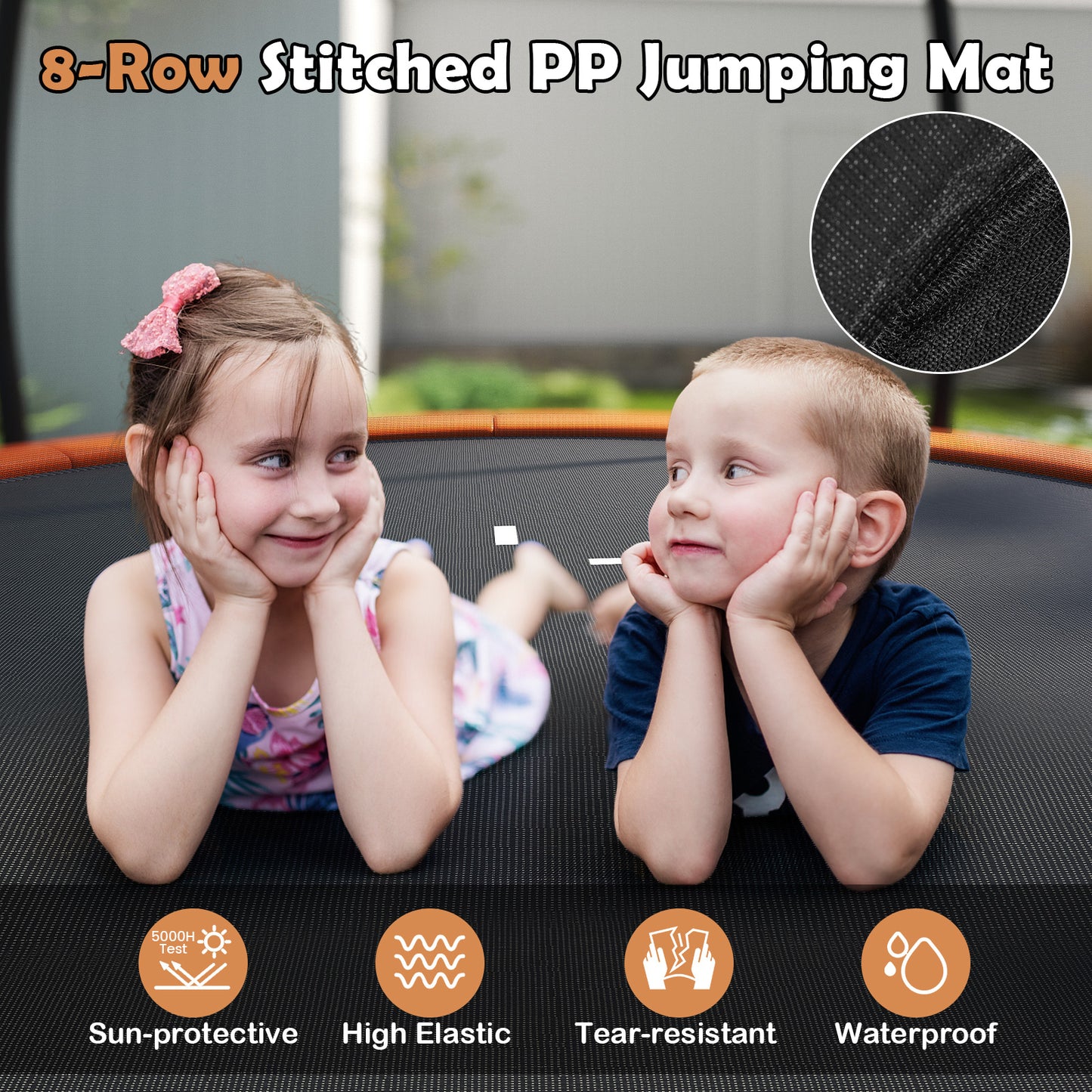 10FT Outdoor Trampoline Heavy-Duty Recreational Trampoline with Safety Enclosure Net, Orange Trampolines at Gallery Canada