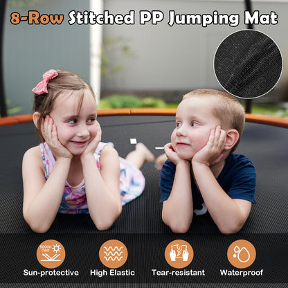 10FT Outdoor Trampoline Heavy-Duty Recreational Trampoline with Safety Enclosure Net, Orange Trampolines at Gallery Canada