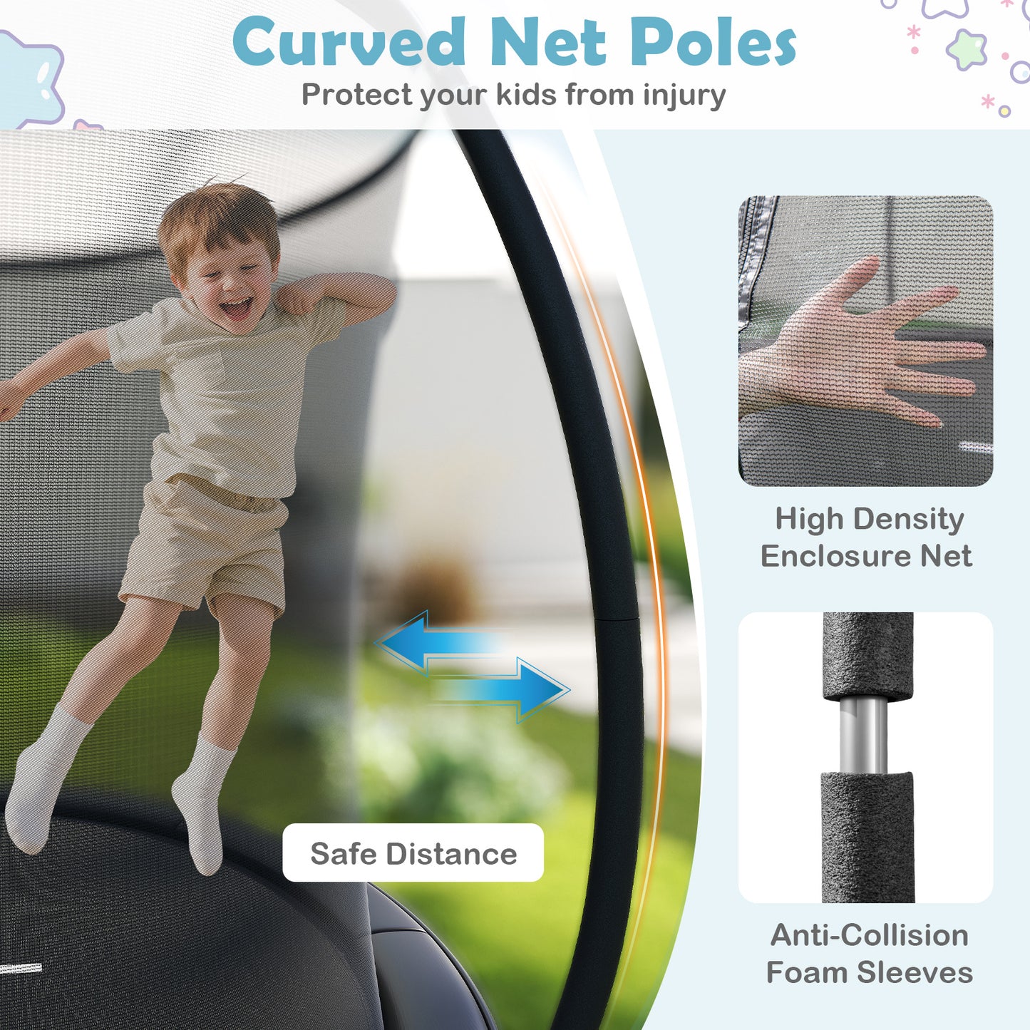 10FT Outdoor Trampoline Heavy-Duty Recreational Trampoline with Safety Enclosure Net, Black Trampolines at Gallery Canada