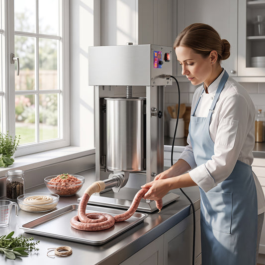 10L Electric Sausage Stuffer, 4 Tubes, Foot Pedal, Silver Kitchen Appliances Silver at Gallery Canada