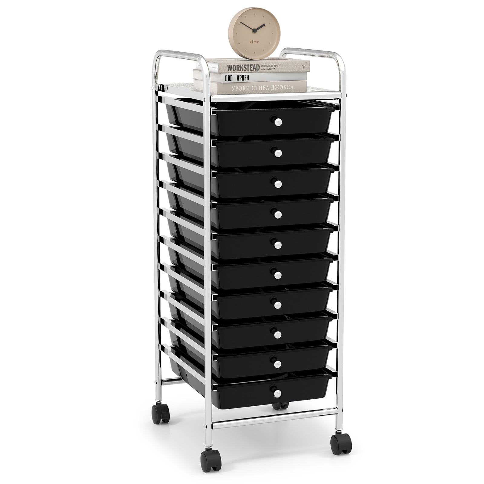 10 Drawer Rolling Storage Cart Organizer, Black File Cabinets Black at Gallery Canada