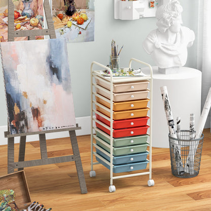 10 Drawer Rolling Storage Cart Organizer, Multicolor, Macaron File Cabinets at Gallery Canada