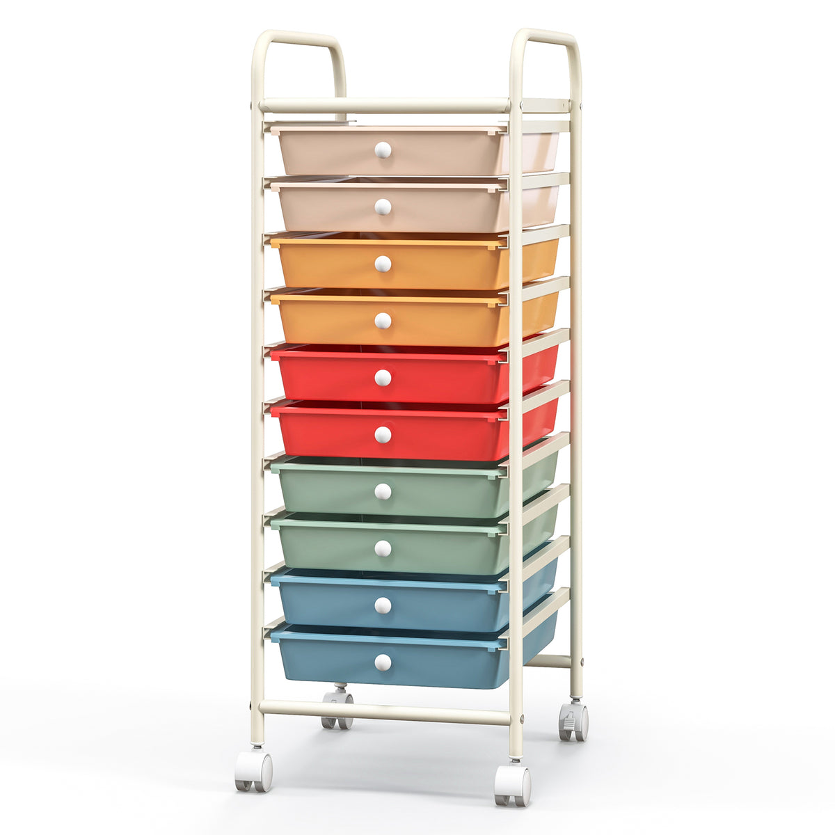 10 Drawer Rolling Storage Cart Organizer, Multicolor, Macaron File Cabinets at Gallery Canada
