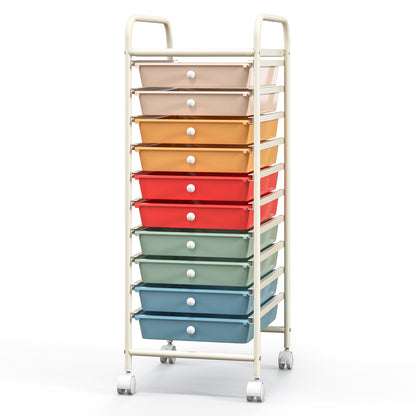 10 Drawer Rolling Storage Cart Organizer, Multicolor, Macaron File Cabinets at Gallery Canada