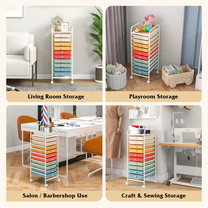 10 Drawer Rolling Storage Cart Organizer, Multicolor, Macaron File Cabinets at Gallery Canada