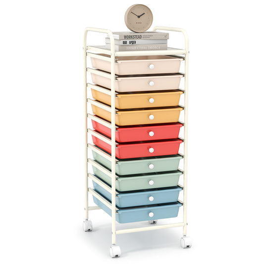 10 Drawer Rolling Storage Cart Organizer, Multicolor, Macaron File Cabinets Macaron Multicolor at Gallery Canada