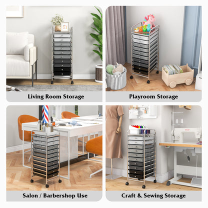 10 Drawer Rolling Storage Cart Organizer, Gradient, Gray File Cabinets at Gallery Canada