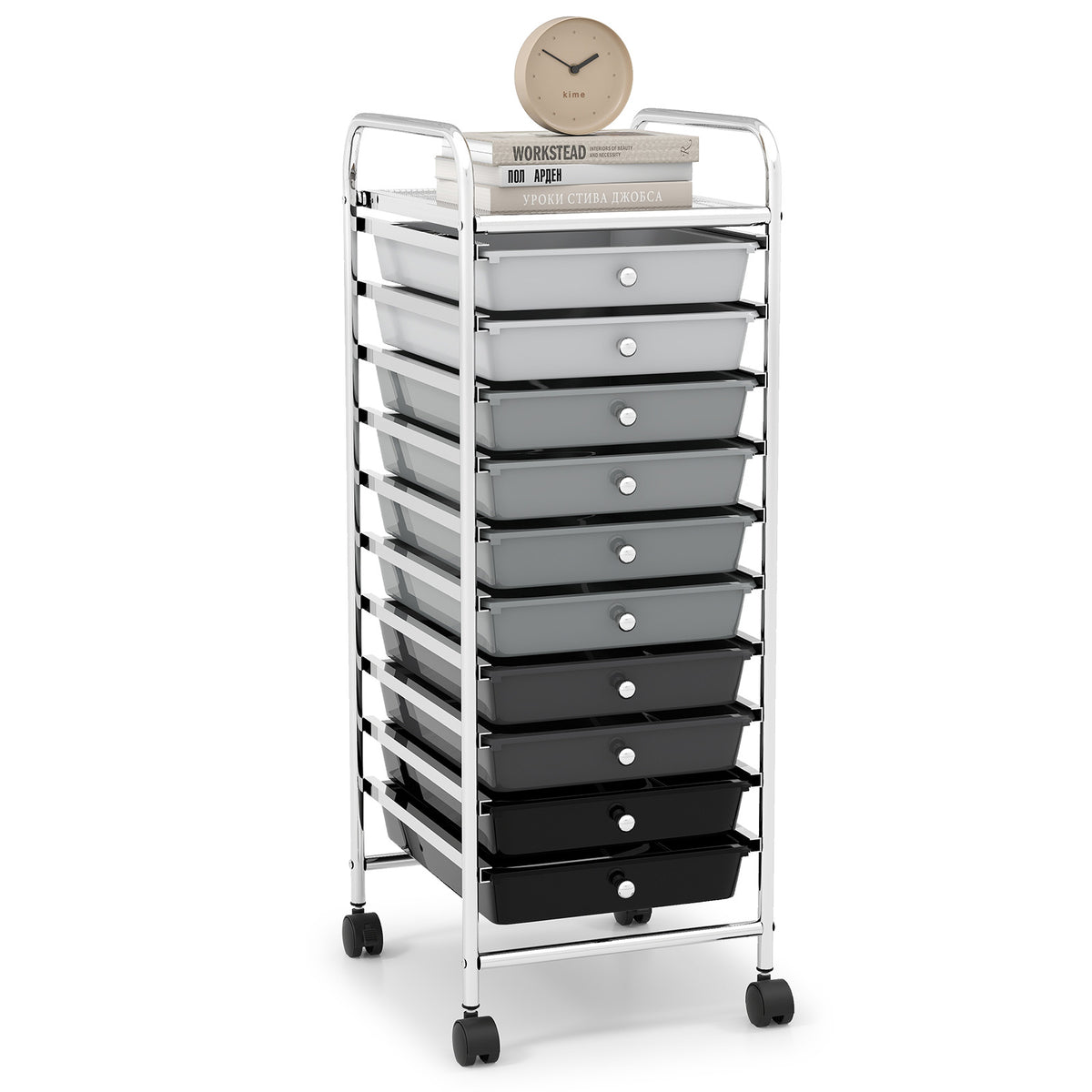 10 Drawer Rolling Storage Cart Organizer, Gradient, Gray File Cabinets Gradient Gray at Gallery Canada