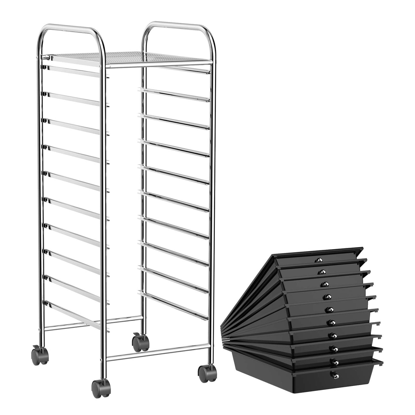 10 Drawer Rolling Storage Cart Organizer, Black File Cabinets at Gallery Canada