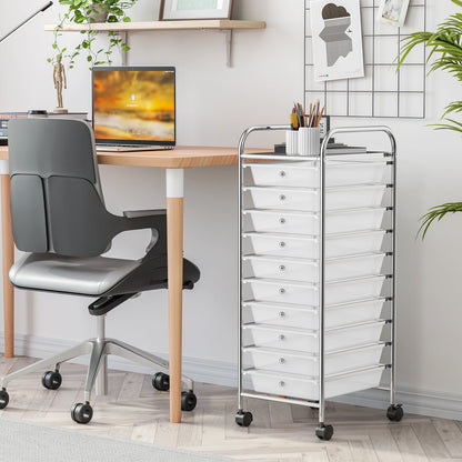 10 Drawer Rolling Storage Cart Organizer, Transparent File Cabinets at Gallery Canada