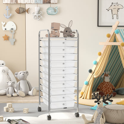 10 Drawer Rolling Storage Cart Organizer, Transparent File Cabinets at Gallery Canada