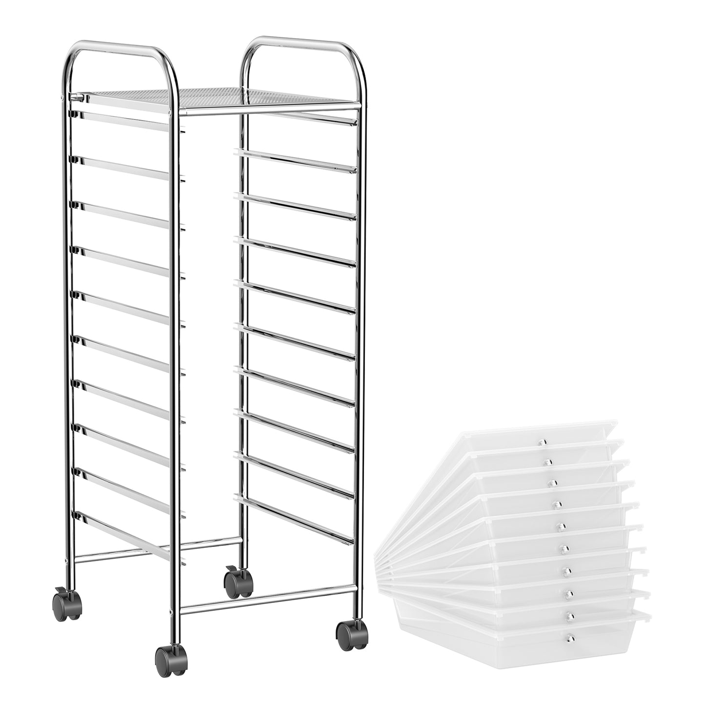10 Drawer Rolling Storage Cart Organizer, Transparent File Cabinets at Gallery Canada