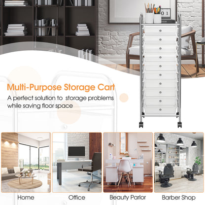 10 Drawer Rolling Storage Cart Organizer, Transparent File Cabinets at Gallery Canada