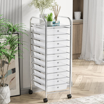 10 Drawer Rolling Storage Cart Organizer, Transparent File Cabinets at Gallery Canada