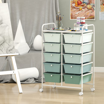 10-Drawer Rolling Storage Cart, Light Green File Cabinets at Gallery Canada