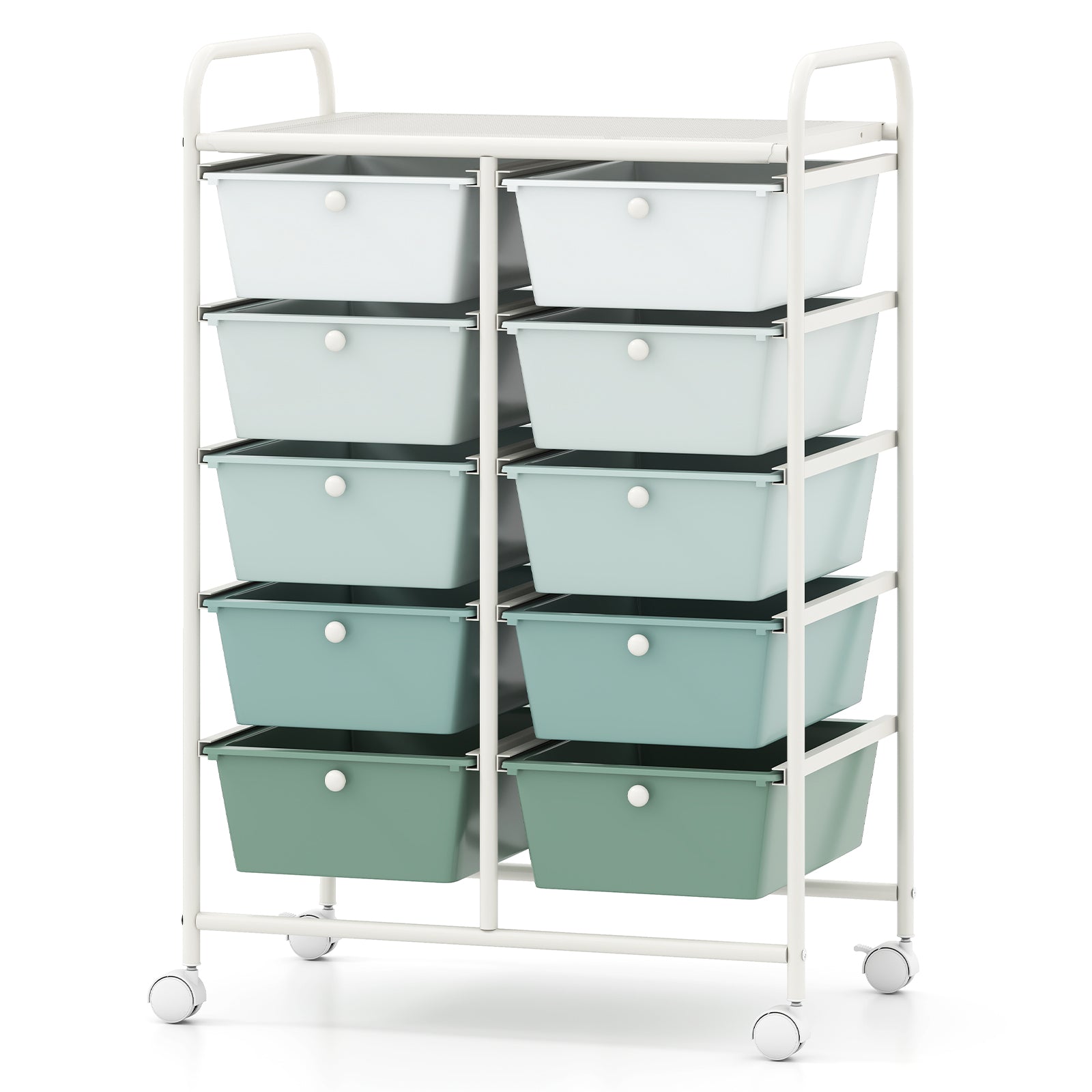 10-Drawer Rolling Storage Cart, Light Green File Cabinets at Gallery Canada