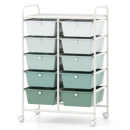 10-Drawer Rolling Storage Cart, Light Green File Cabinets at Gallery Canada