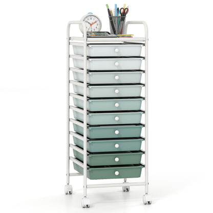 10 Drawer Rolling Storage Cart Organizer, Green File Cabinets at Gallery Canada