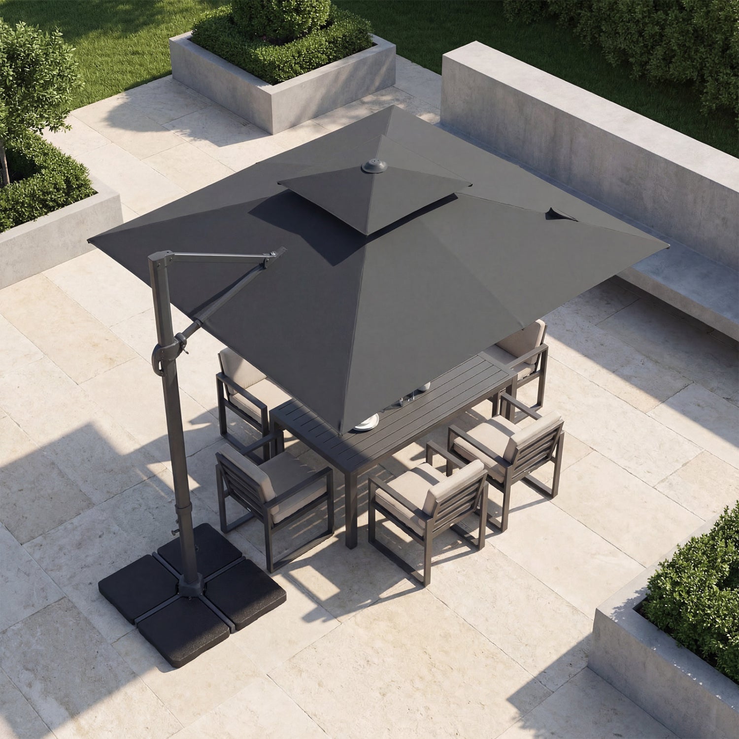 10 FT Aluminum Pole Patio Cantilever Umbrella with 220 LBS Base, Gray Outdoor Umbrellas at Gallery Canada