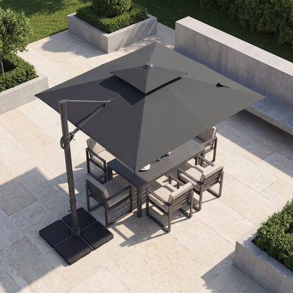 10 FT Aluminum Pole Patio Cantilever Umbrella with 220 LBS Base, Gray Outdoor Umbrellas at Gallery Canada