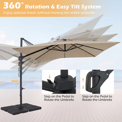 10 FT Cantilever Patio Umbrella with Solar LED Lights, Beige Outdoor Umbrellas at Gallery Canada