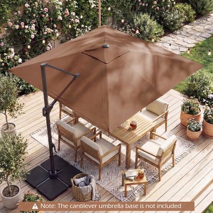 10 FT Cantilever Patio Umbrella, Solar LED Lights, Brown Outdoor Umbrellas at Gallery Canada