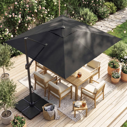 10 FT Cantilever Patio Umbrella with 32 Solar LED Lights and 220 LBS Bas, Gray Outdoor Umbrellas at Gallery Canada
